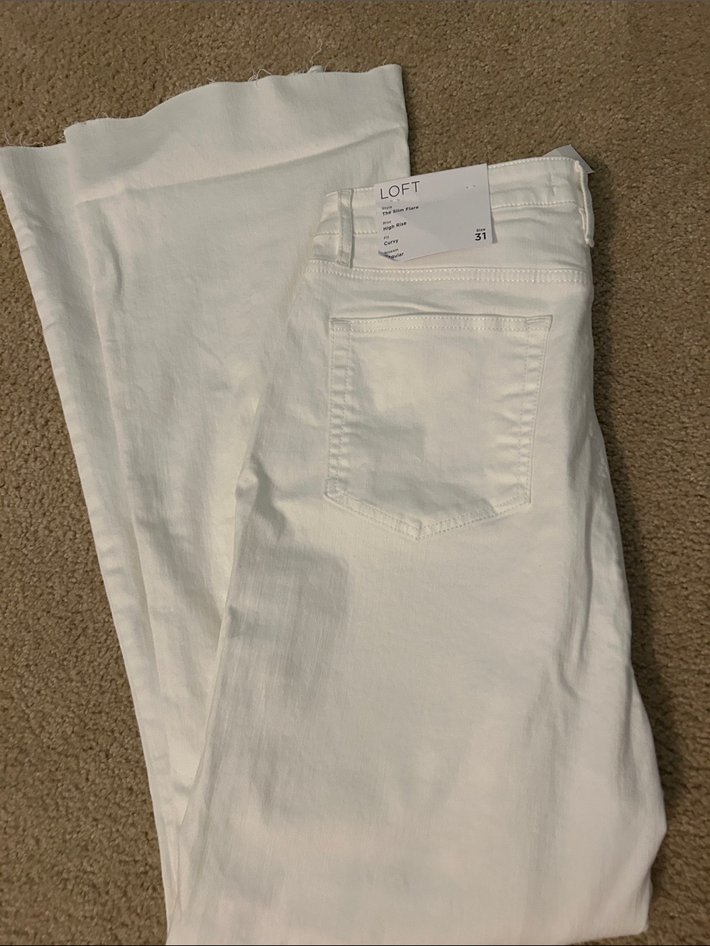 NWT LOFT Women's White Slim Flare Button fly Jeans - Clean White Denim
